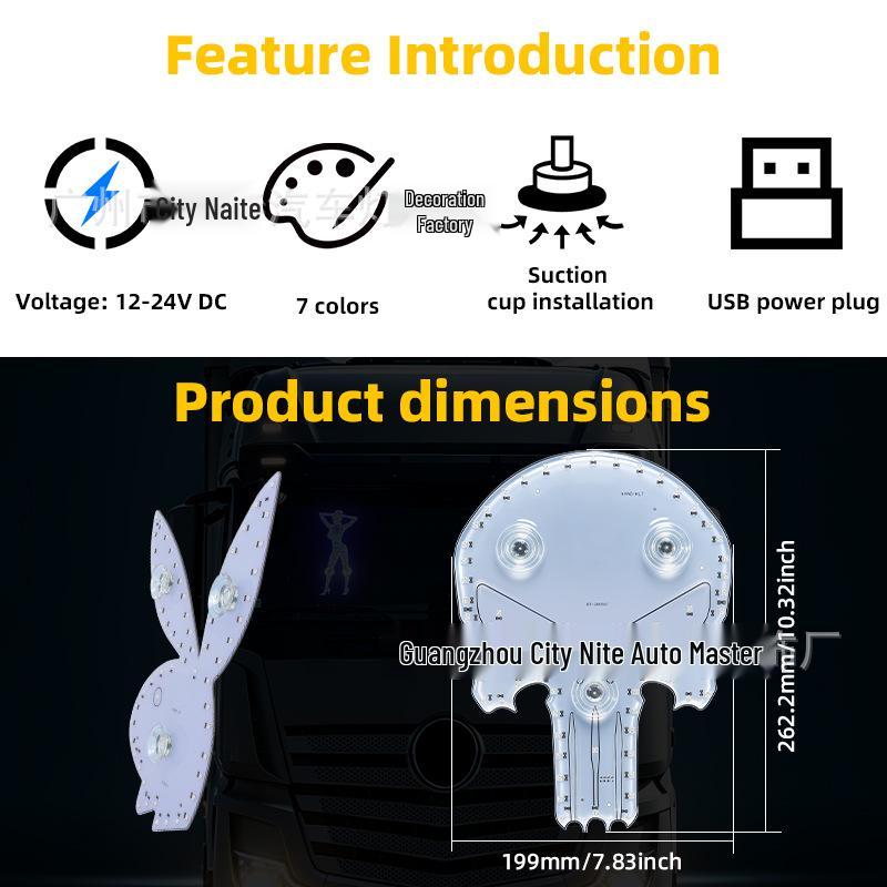 USB-фонарик с присоской и рисунком инопланетянина: Семицветная атмосфера с голосовым управлением через приложение