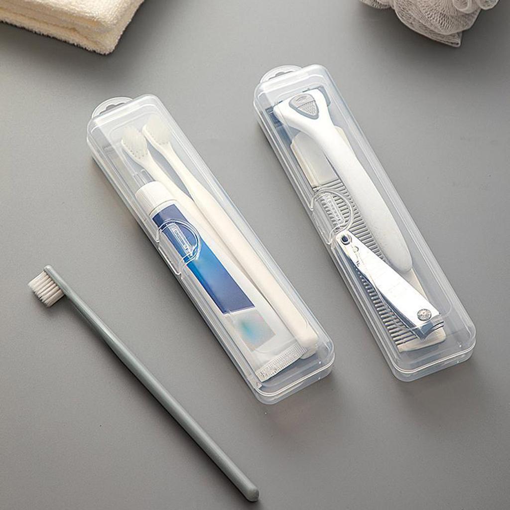 Multifunctional Travel Toothbrush Holder Clear Plastic Cosmetic Organizers Portable Storage Case for Bathroom Use