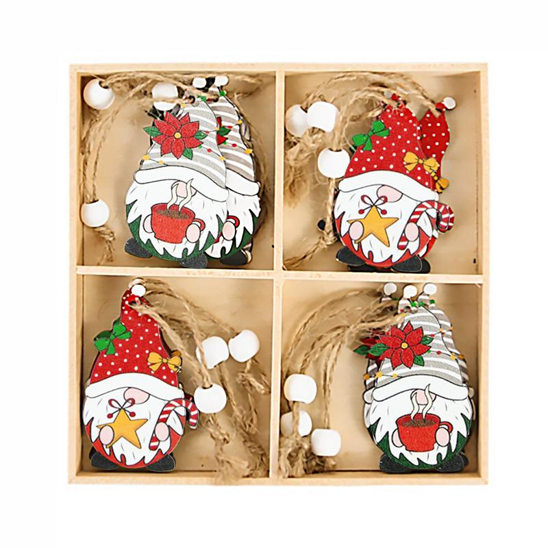 12Pcs Wooden Christmas Gnome Ornaments Xmas Tree Hanging Pendant 2025 Navidad Party Decoration for Home 2026 New Year Kids Gift