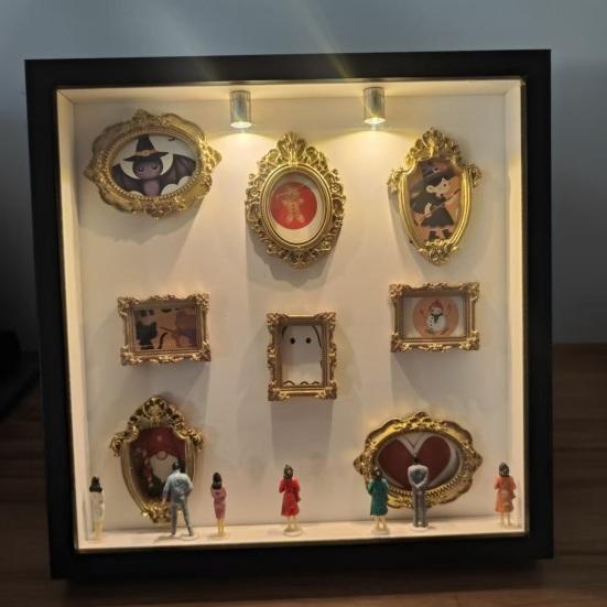 DIY Mini Museum Silhouette Box with Light Custom Photo Memory Display Case Personalized DIY Shadow Box Frame Kit with Mini Frames for Anniversary Home