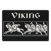 2D Flat 30*20cm Wooden Vintage Charm | Viking Riders Wooden Wall Sign Vintage Black and White Plaque with Galloping Horse Design, Ideal for Home
