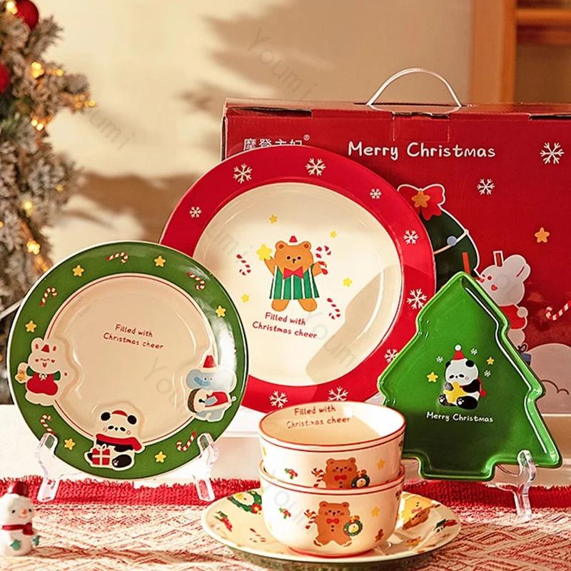 Modern Style Cute Ceramic Plates High End Cartoon Anime Exquisite Dining Plates Christmas Gifts Household Tableware
