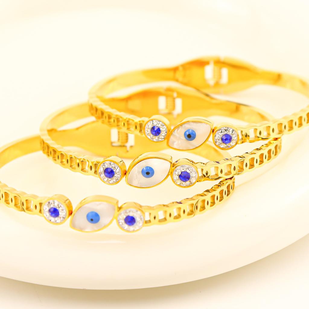 Браслет женский из титановой стали с бриллиантовой ракушкой, не выцветающий, с пружинной застежкой из нержавеющей стали