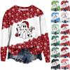 Women's Fashion Christmas Printed Long Sleeve Loose Round Neck Sweatshirt Top Fall