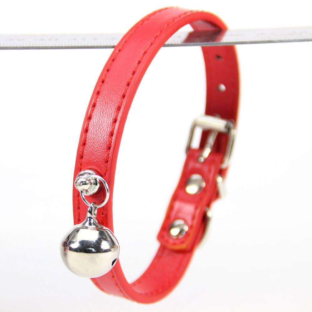 Solid Leather With Bell Safety Kitten Puppy Neck Strap Dog Necklace Cat Collar Pet Accssories
