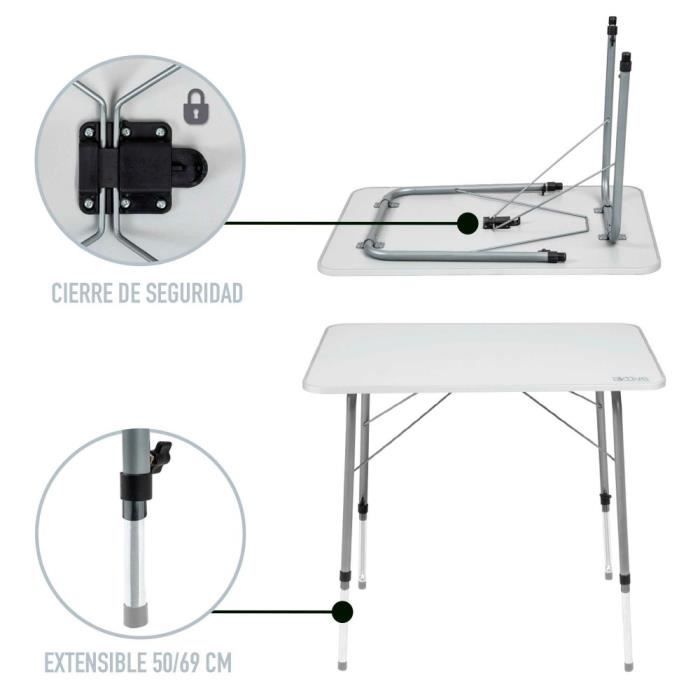 Table de camping pliante réglable en hauteur Aktive Camping