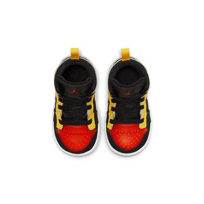 Детские кроссовки Air Jordan 1 Mid SE 'Amarillo Team Orange', кожаные, высокие, для малышей, черные, красные, желтые, для младенцев и малышей BQ6933-087