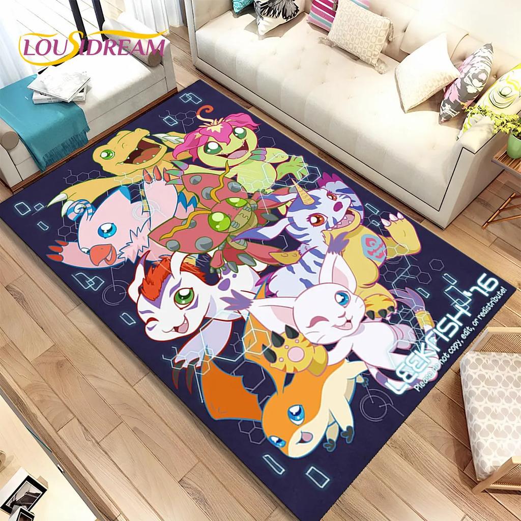 Коврик для зоны приключений Digimon, большой ковер для гостиной, спальни, дивана, коврик для украшения, нескользящий напольный коврик, 3D чехол