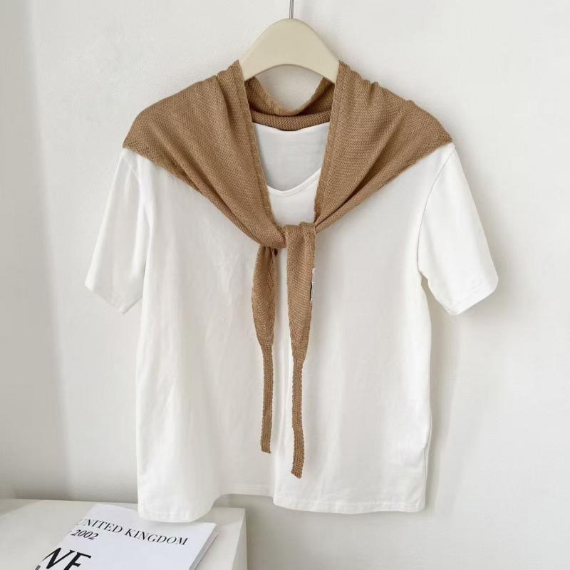 South Korea'S Dongdaemun Fashion Triangle Towel, Fart Curtain, Waist Seal, Solid Color, High-Intelligence Knitted Shawl, Thin Outside The Cape