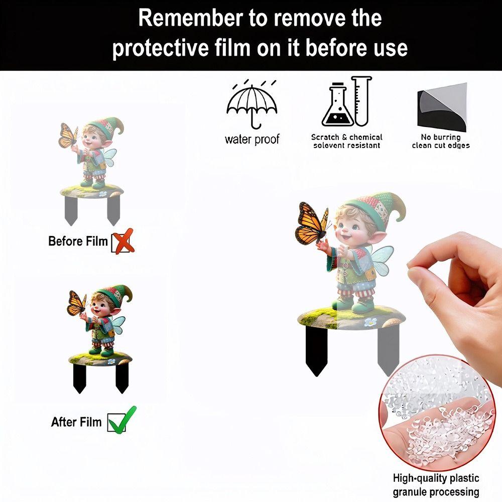 Acrylic Boy Butterfly Ground Card Insertion Cartoon Cute Boy Figurine Sculpture Waterproof Creative Garden Floor Plugs Props