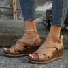 Fashion Fashion Wedge Sandals for Women Summer 2024Casual Non-slip Peep Toe Platform Shoes Rubber Sole Buckle Elegant Heel Woman Sandale