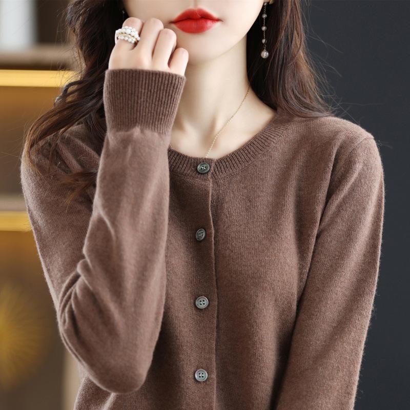 INDFS Женская мода Повседневный Осень Зима Однотонный Принт Длинный Рукав О-Образным Вырезом Свитера