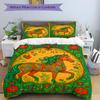 3Pcs Floral Horse Illustration Bedding Set Soft Fabric Duvet Cover Pillowcases Home Christmas Xmas Halloween Gift 1 Duvet Cover 2 Pillowcase G1196