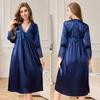 Female Long Sleepdress Nightgown Silky Satin Home Clothing Nightdress Elegant French Court Style Nightwear Loose Lounge Wear