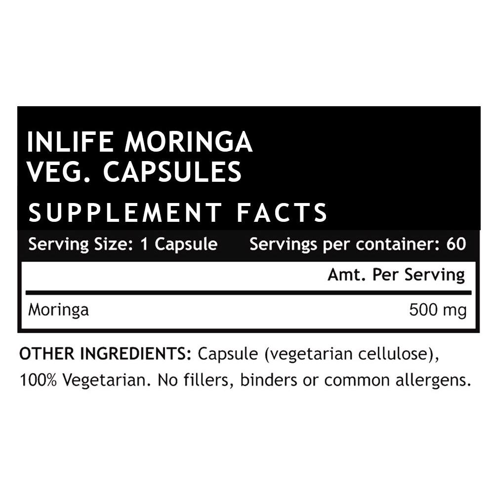 Экстракт листьев Моринги (60 кап, 500 мг), Moringa Leaf Extract, INLIFE