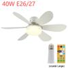 E26/E27 Светодиодный светильник-вентилятор Потолочные вентиляторы с лампой и пультом 30/40 Вт Лампа-вентилятор С регулировкой яркости Таймер для спальни, кухни, гостиной