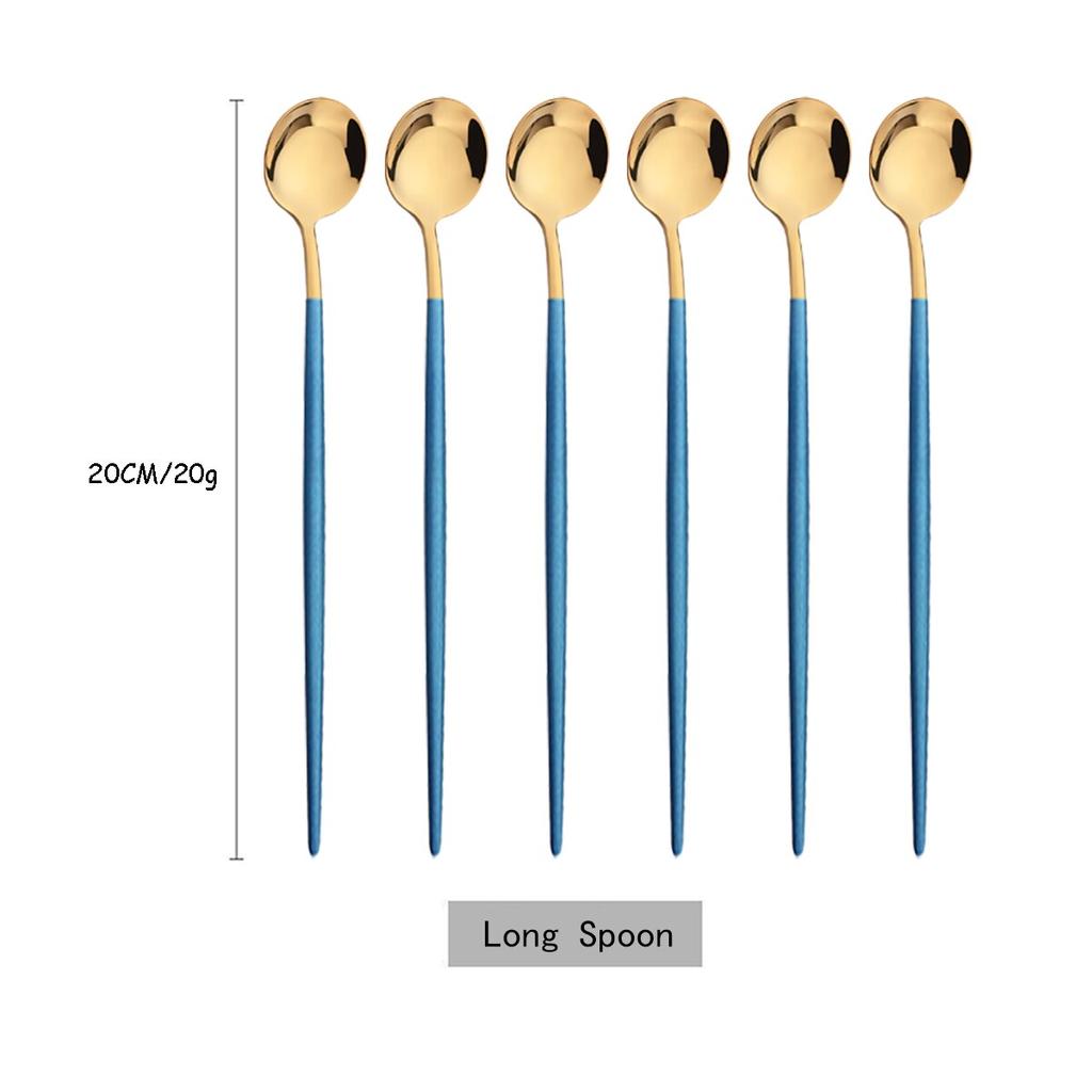 6 шт./компл., красочная ложка с длинной ручкой, столовая посуда, посуда для сока, кофе, перемешивающая посуда, ложка для мороженого, набор столовых приборов, кухонные инструменты
