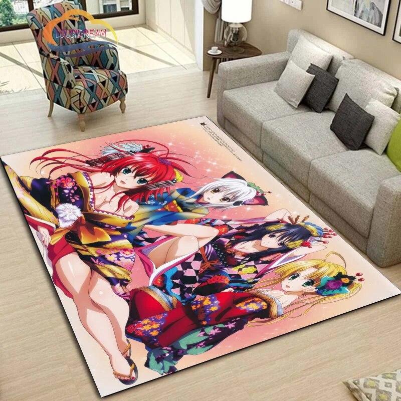 Ковер DxD для средней школы, милый сексуальный коврик с героями аниме для девочек, мультяшный ковер, большой декоративный нескользящий коврик в гостиной, для йоги для девочек