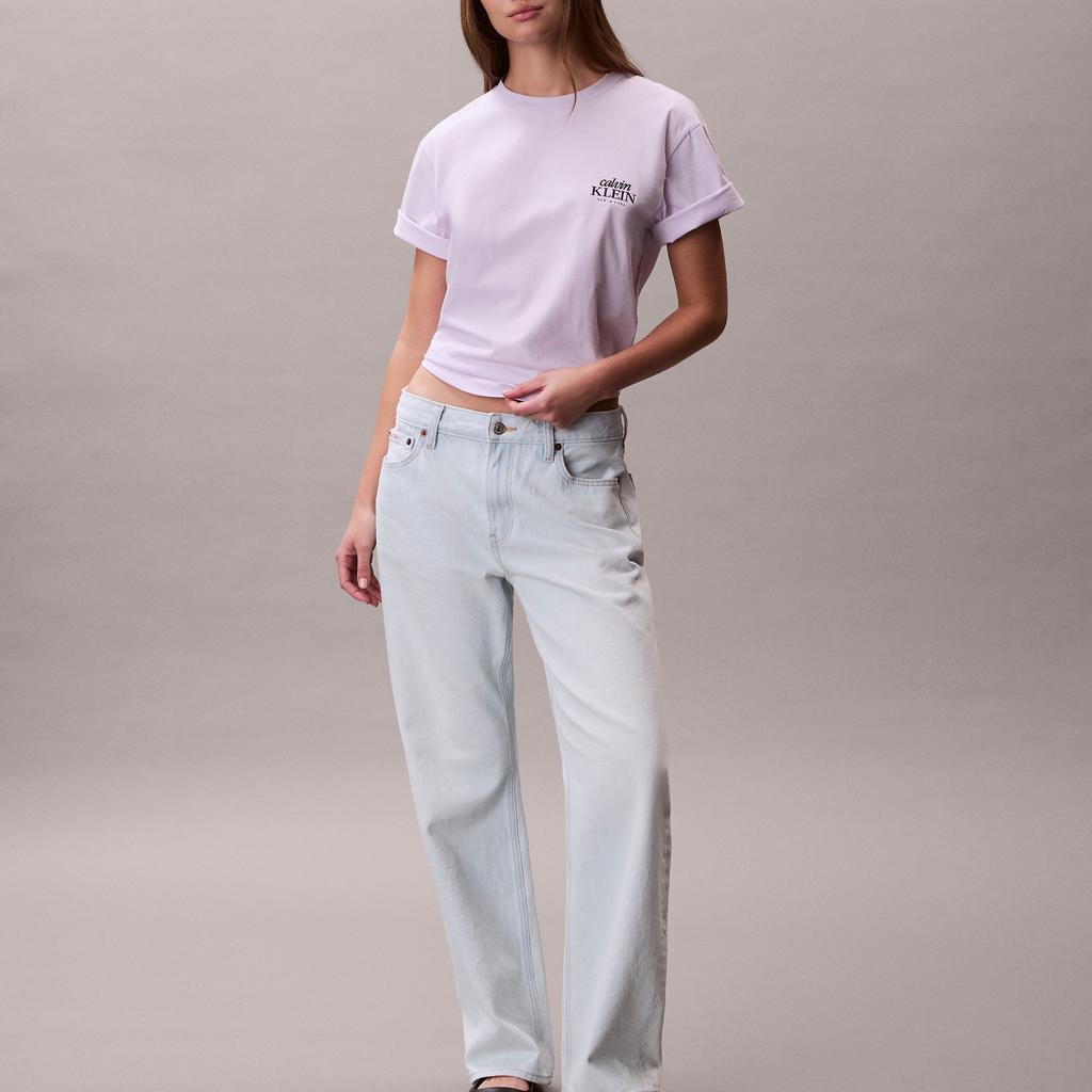 Calvin Klein Женская футболка с логотипом, круглый вырез, свободная, короткий рукав, топ 47F801G-3OQ