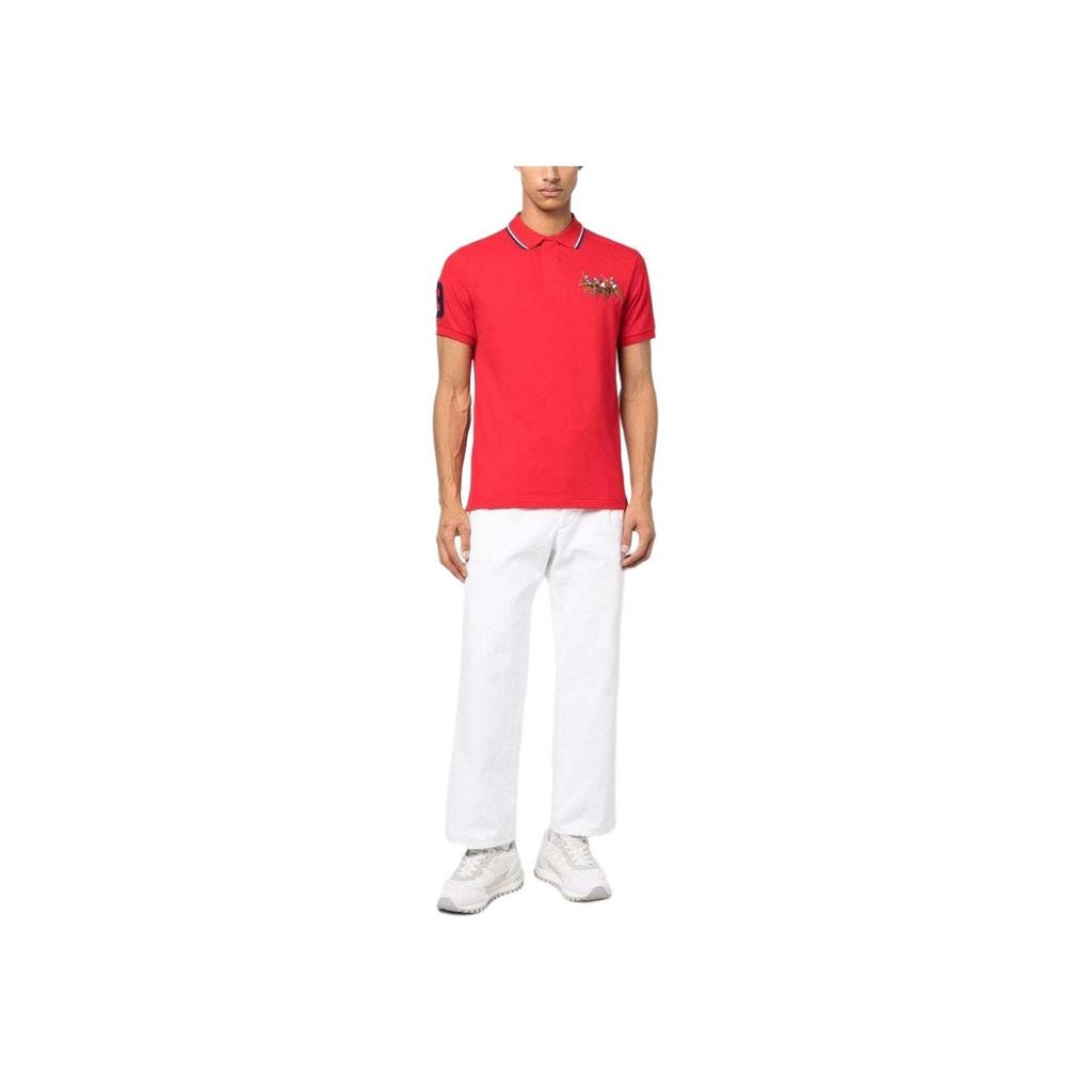 Polo Ralph Lauren SS23 Animal Pattern Straight Fit Short Sleeve Polo Shirt Men tops Bright-Red 710900614-002