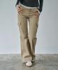 WAARFORWOMAN W1154 Брюки-карго bootcut с D-образным кольцом_Бежевый