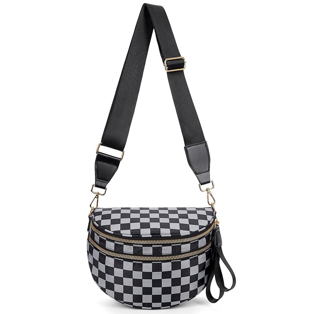 ins senior women's new fashion versatile Oxford cloth large capacity shell bag plaid light messenger bag sports