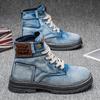 Fashion Desert West Denim Men's Boots Fashion Retro Comfortbale Canvas Work Boots Wear-resistant Platform Ankle Boots Botas Hombre 39-48