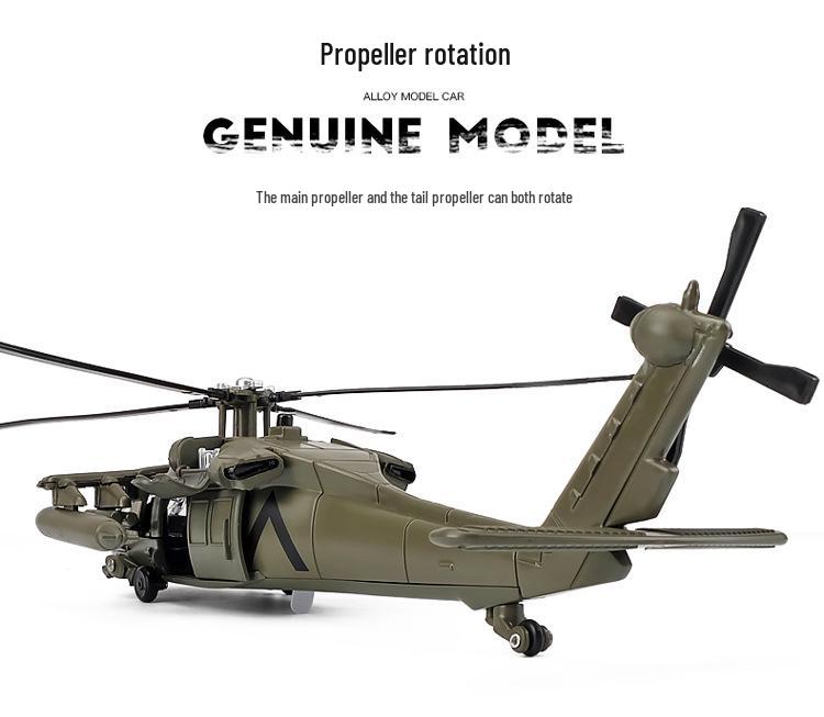 Huayi Black Hawk Helicopter Alloy Model Military Fighter Toy for Kids