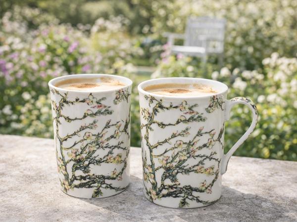 Porcelain Mugs 300 2 pcs Van Gogh Blossoming Almond Tree As a Gift