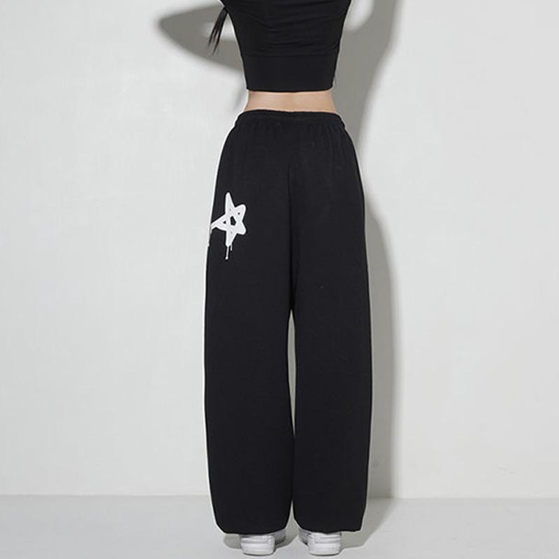 Letter Printed Euro American Style Jazz Loose Leggings Hip-hop Dance Sweatpants Cool Fashion Wide Leg Pants Streetwear Women