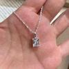 Womens Rhombus Zircon Necklace Water Wave Chain Minimalist Fashion Commuter Style Clavicle