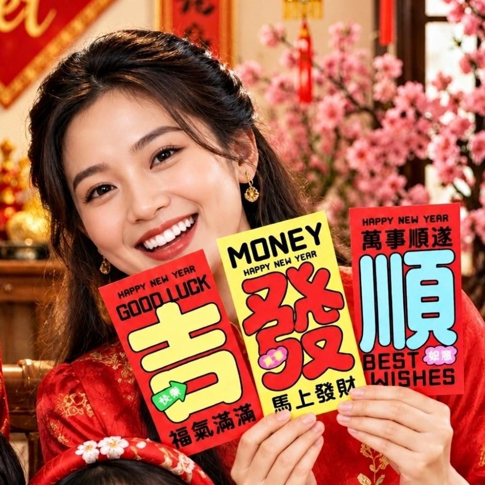 6pcs Premium Paper Chinese Money Packets Rainbow Shades Spring Festival Hongbao Friends