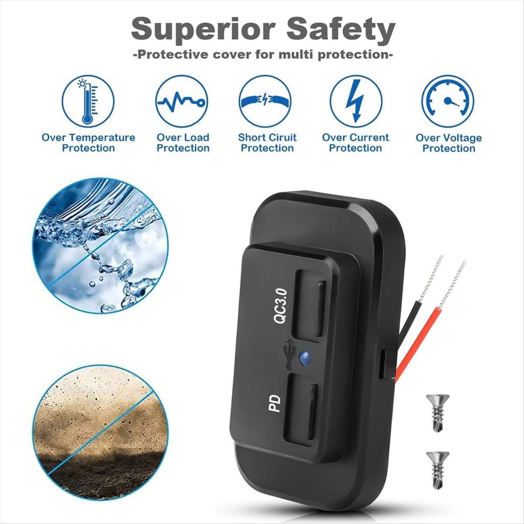 BHBL 6 шт. 12 В/24 В USB-розетка для фургона, двойная Type-C PD3.0 (USB C) & Панельная USB-розетка для автомобиля с поддержкой Quick Charge QC3.0, USB-A