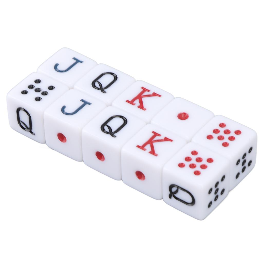 Набор из 10 игральных костей 16 мм, пластиковые 6-гранные кубики с цифрами JQK для настольных игр, белые
