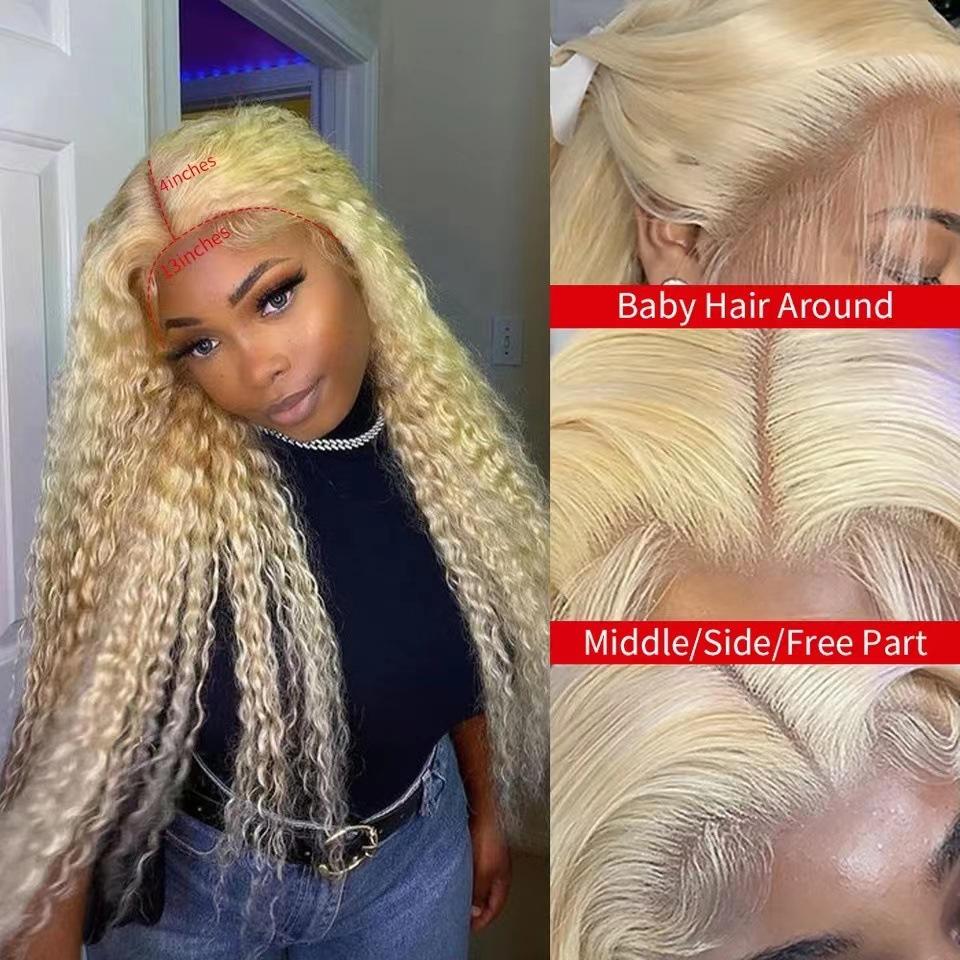 New front lace wig, black hot-selling small roll light gold lace wig cover in stock