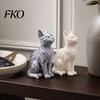 Decorative Cat Model 3D Printed Statue with Wavy Fur, Modern Sitting Figurine for Ornament Bookshelf Decor, Minimalist Art Sculpture Home Office, Gift