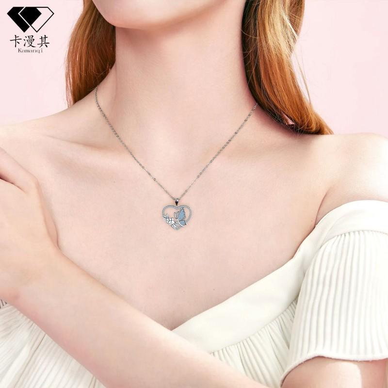 Womens Heart Shape Butterfly Pendant Necklace Tone Cross Chain Fashion Casual Chic Jewelry