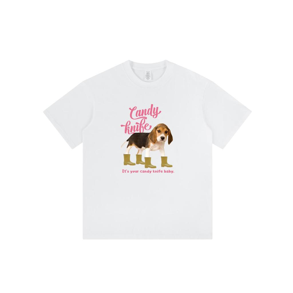 Унисекс Летняя Футболка Оверсайз со Смешным Принтом Собаки – Американский Ретро Стиль