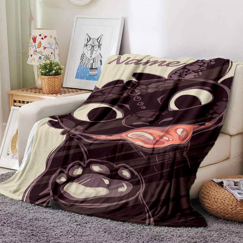 Customiz Name Personality How to Train Your Dragon Toothless Blanket Soft &Warm Sofa Office Bed Travel Lunch Break Blanket, Gift Suitable All Seasons