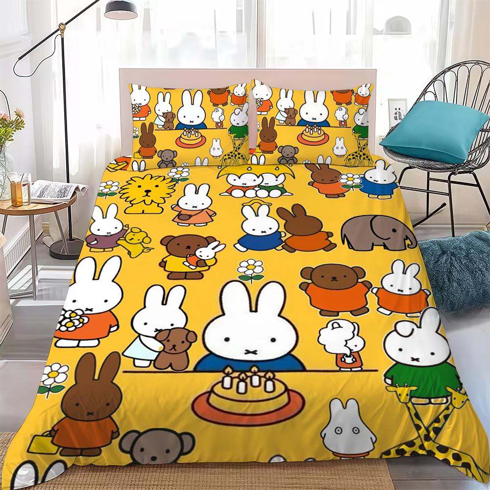 M-MiffyS Cute Duvet Cover Set Home Style Bedding Soft Laundry Cotton Bed 3 Piece Set Student Dormitory Gift
