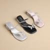 Augustine thick-heeled slippers women's summer wear 2025 new butterfly sandals toe-to-toe temperament high heels