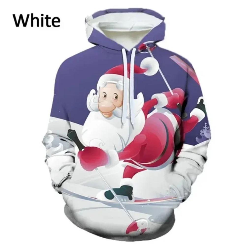 Christmas Hooded Ladies Sweatshirt 3D Cartoon Pattern Printing Casual Pullover Hoodie Kangaroo Pocket Long-sleeved Top