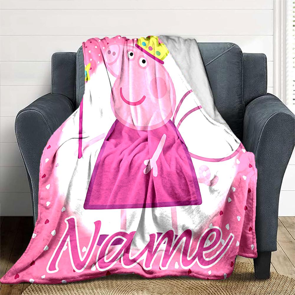 Customiz Name Personality Peppa Pig Blanket Soft &Warm Sofa Office Bed Travel Lunch Break Blanket, Gift Suitable All Seasons