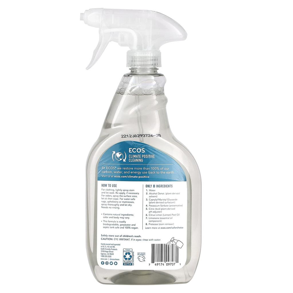 Ecos, Stain + Odor Remover, Lemon Scent, 650Ml(22Fl Oz)