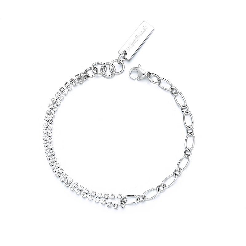 ANENJERY Цирконовый браслет для женщин, двухслойный браслет-цепочка, изящные украшения