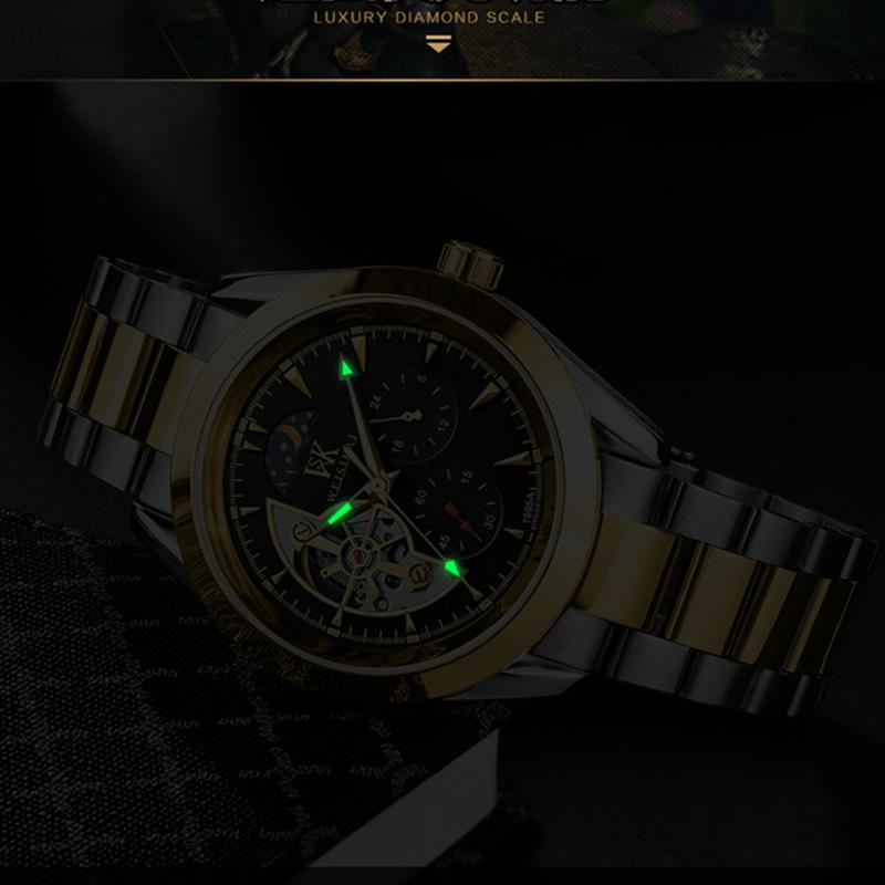 Новые роскошные мужские часы высшего бренда с коробкой, деловые часы, водонепроницаемые, полностью автоматические мужские механические часы