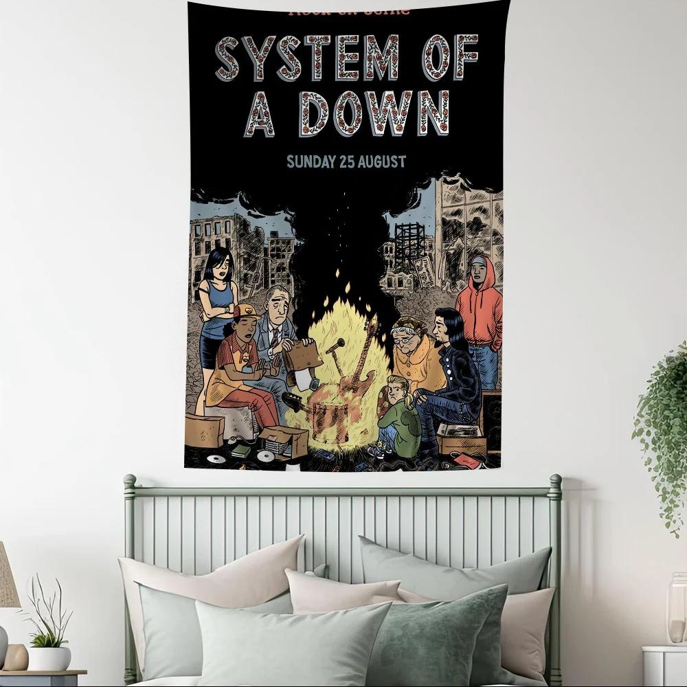 Гобелен группы System of a Down Настенный ковер в тематике рок-музыки для спальни гостиной Декоративный стильный прочный Высококачественный для фанатов музыки