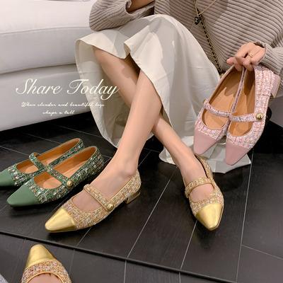 2025 Xiaoxiangfeng туфли-лодочки из полностью кожаного верха и подкладки, цветные Мэри Джейн с подкладкой из свиной кожи и неглубоким вырезом, с шерстяной пряжкой