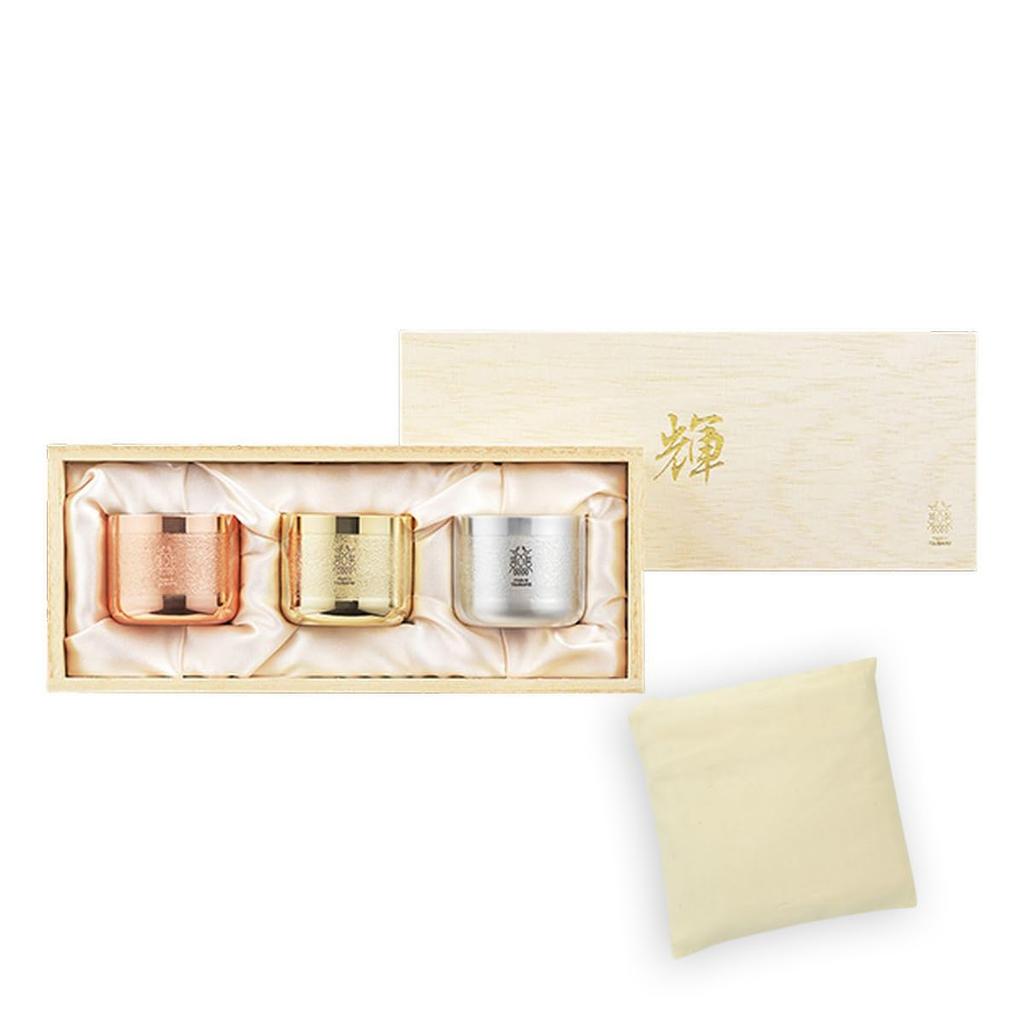 Pure Copper Sake Set and Made In Japan Eco Made In J-kitchens Glasses, 3-Piece (Gold, Silver, Copper), 90ml, (Includes Bag, Vietnam)