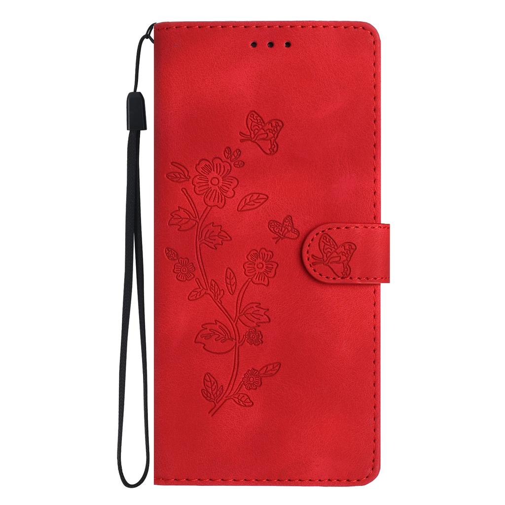 For Xiaomi 14T Pro Case Leather Imprinted Flower Phone Cover Wallet with Wrist Strap
